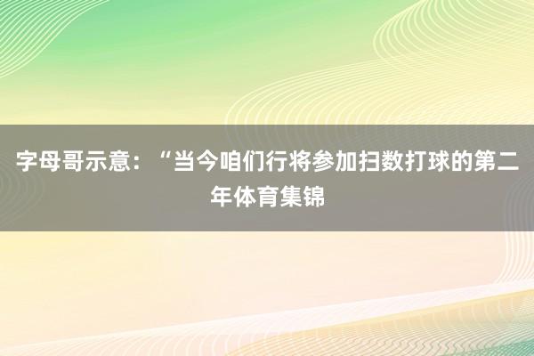 字母哥示意：“当今咱们行将参加扫数打球的第二年体育集锦
