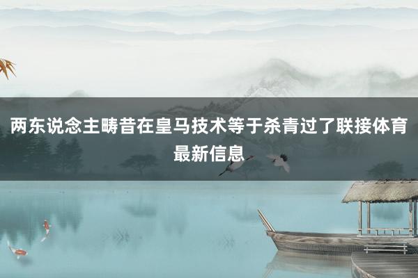 两东说念主畴昔在皇马技术等于杀青过了联接体育最新信息