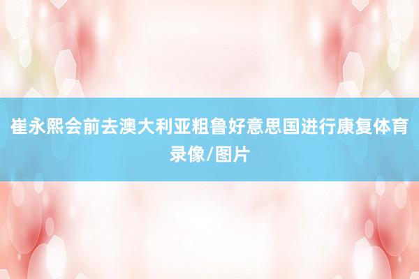 崔永熙会前去澳大利亚粗鲁好意思国进行康复体育录像/图片