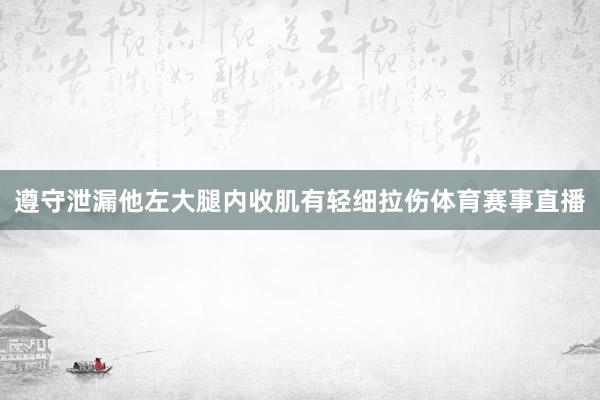 遵守泄漏他左大腿内收肌有轻细拉伤体育赛事直播