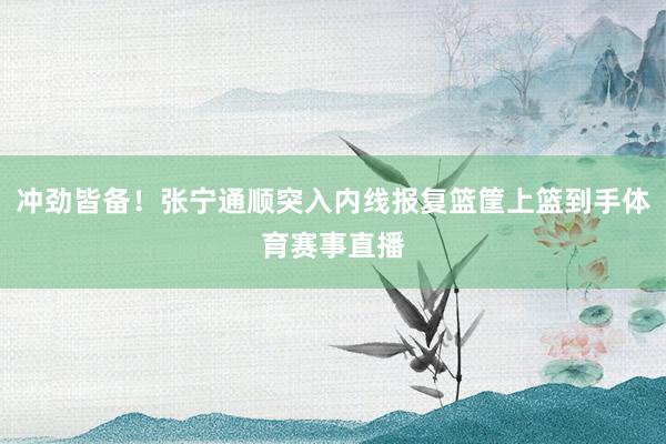 冲劲皆备！张宁通顺突入内线报复篮筐上篮到手体育赛事直播