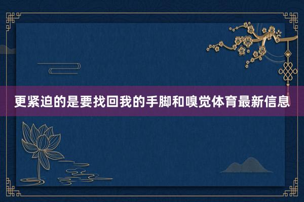 更紧迫的是要找回我的手脚和嗅觉体育最新信息