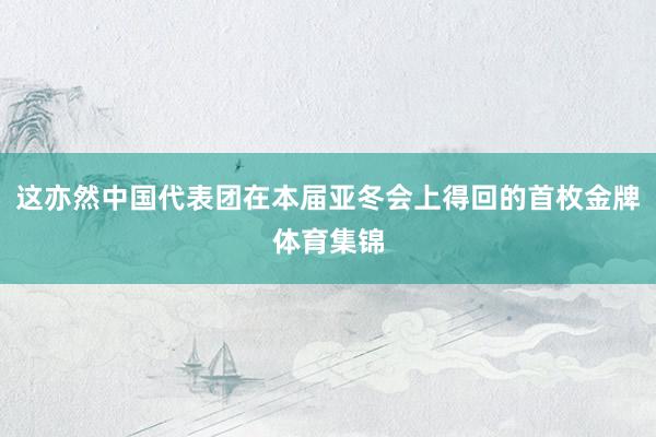 这亦然中国代表团在本届亚冬会上得回的首枚金牌体育集锦
