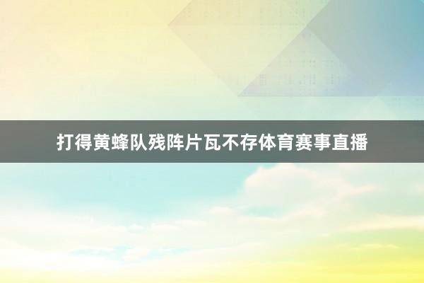 打得黄蜂队残阵片瓦不存体育赛事直播