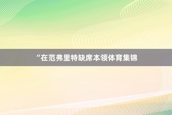 “在范弗里特缺席本领体育集锦