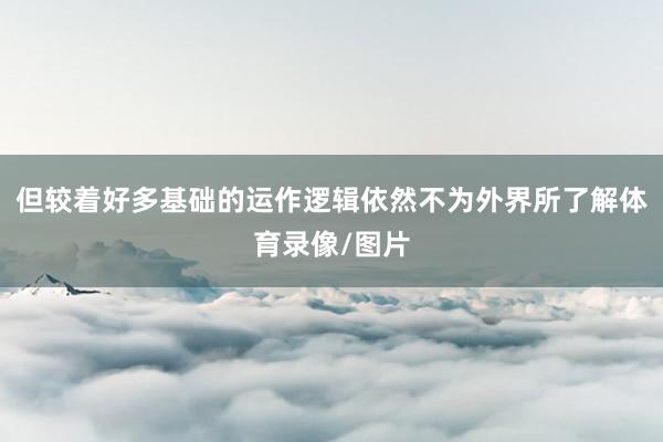 但较着好多基础的运作逻辑依然不为外界所了解体育录像/图片