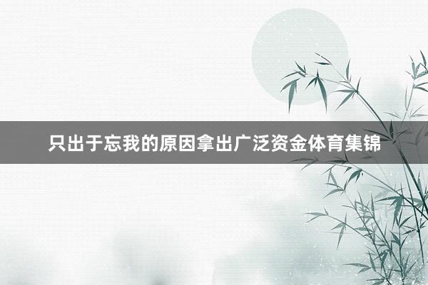 只出于忘我的原因拿出广泛资金体育集锦