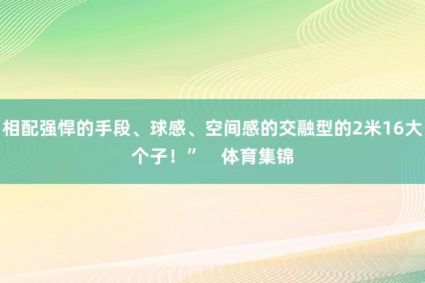 相配强悍的手段、球感、空间感的交融型的2米16大个子！”    体育集锦