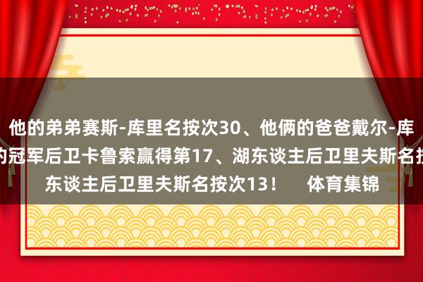 他的弟弟赛斯-库里名按次30、他俩的爸爸戴尔-库里名按次27；雷霆的冠军后卫卡鲁索赢得第17、湖东谈主后卫里夫斯名按次13！    体育集锦