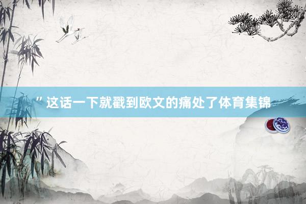 ”这话一下就戳到欧文的痛处了体育集锦