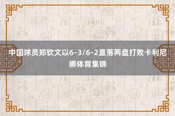 中国球员郑钦文以6-3/6-2直落两盘打败卡利尼娜体育集锦