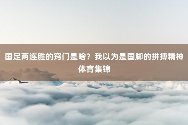 国足两连胜的窍门是啥？我以为是国脚的拼搏精神体育集锦