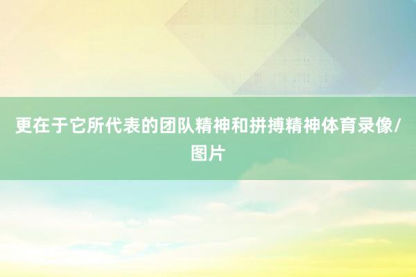 更在于它所代表的团队精神和拼搏精神体育录像/图片