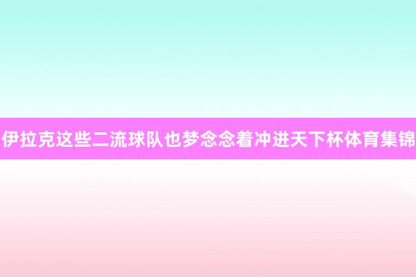 伊拉克这些二流球队也梦念念着冲进天下杯体育集锦
