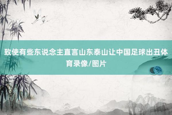 致使有些东说念主直言山东泰山让中国足球出丑体育录像/图片