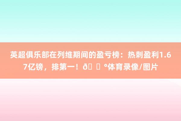 英超俱乐部在列维期间的盈亏榜:热刺盈利1.67亿镑,排第一!💰体育录像/图片