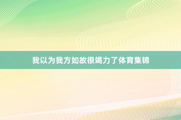我以为我方如故很竭力了体育集锦